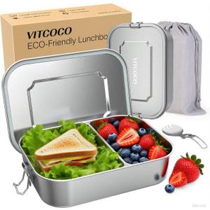 Stainless Steel Lunch Box, 40oz/1200ml Metal Bento Box, Partitionable Stainless Steel Food Storage Container with Lockable Clip, Leak-proof, Dishwasher-Safe Snack Box for Travel, Work