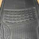 BDK 3-Row ProLiner Original Heavy Duty 4pc Front & Rear Rubber Floor Mats for Car SUV Van (Fits 3rd Row Vehicles) - All Weather Protection Universal Fit (Black)