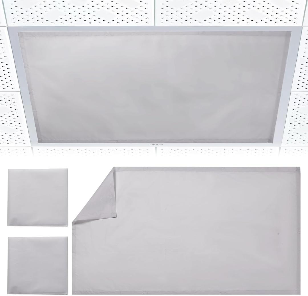 2pcs Fluorescent Light Covers - Light Covers for Ceiling Lights Classroom, Magnetic Light Filters for Office, Hospitals, Home 4 x 2 Feet (light grey)