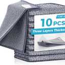 10 Pcs New Upgrade 3-Layer Non Scratch Wire Dishcloth,Wire Dishwashing Rag, Non-Scratch Wire Dishwashing Rags for Wet and Dry, Kitchen Cleaning Dish Rags for Cookware,Sinks, Dishes,Stove (7.08x8.86-10Pack, 10pcs Three-layer [Middle Clip Rag]