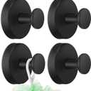 4 PCS Suction Cup Hooks for Shower, Hooks for Inside Shower, Removable Towel Hooks for Bathroom Wall, Kitchen, Glass, Tile, Mirror, Bath Robe Looafh Hook for Hanging (Black)