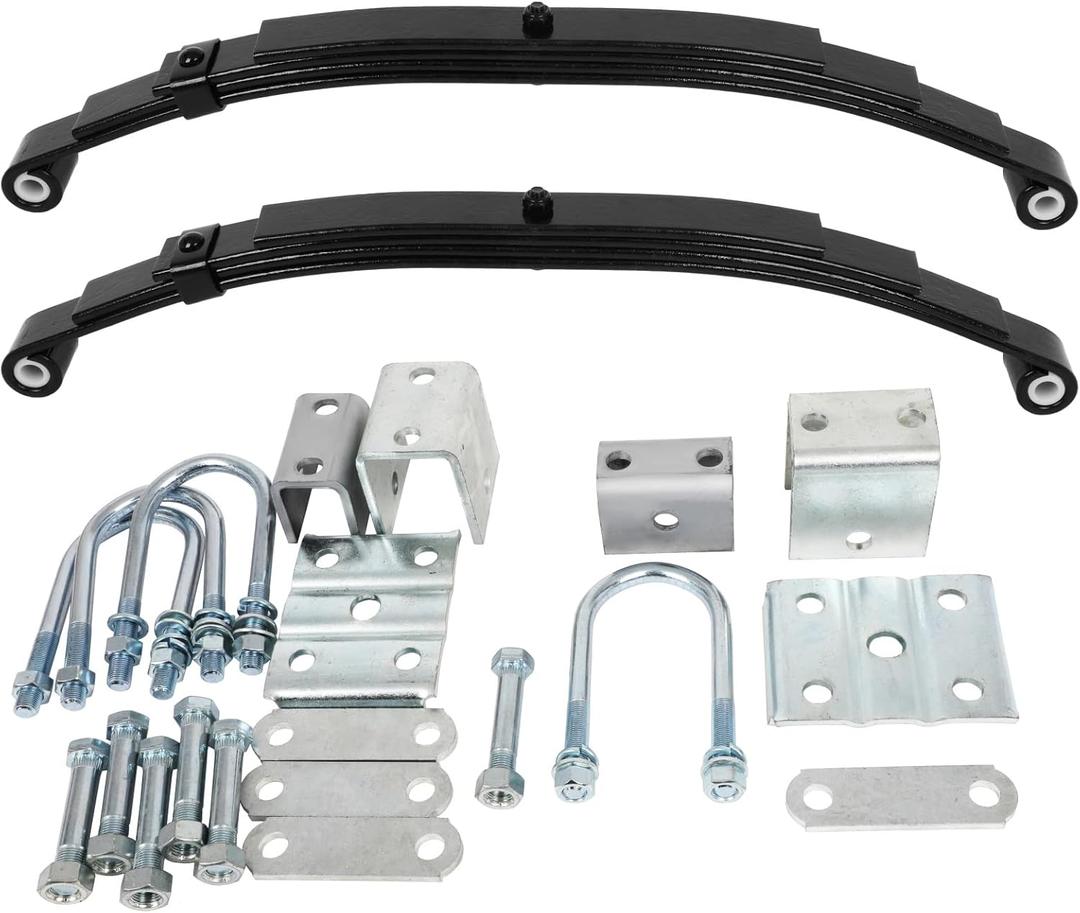 Replacement RV Trailer Heavy Duty Leaf Spring with Hanger Kit & U-Bolt kit & Trailer Axle kit -26.58" total Long 3500-lb. Weight Capacity 4-Leaf Fits most vehicles trailers boats-2pc