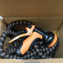 Flexible Garden Hose 100 FT, Ultra Lightweight Water Hoses w/10 Function Sprayer and 3/4" Brass Fittings, Kink-Free, Sturdy, Abrasion Resistant for Yard, Lawn, Outdoor and Gardening (Black Orange)