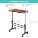 Small Portable Rolling Standing Desk - 32 Inch Adjustable Height Mobile Stand Up Desks with Wheels for Treadmill Walking Pad, Teacher Podium for Classroom, Couch Sofa Side Laptop Table, Rustic Brown, 31.5“
