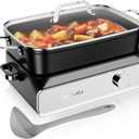 Slow Cooker 10-Quart - PFOA-Free Ceramic Coating, Oven Safe to 450F | Keep Warm Function for Large Family Gatherings (Includes Silicone Spoon)