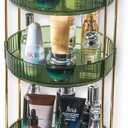 Asayuee 360 Rotating Perfume Organizer,3 Tier Large Capacity Make Up Organizers and Storage,Makeup Organizer for Bathroom,Cosmetic Perfume Stand Holder (Green-3 Tier)