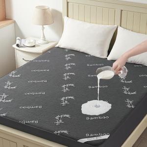 BEDLORE Twin Size Waterproof Mattress Protector Viscose Derived from Bamboo, Soft Mattress Cover Fitted with Deep Pocket 6"-15", Breathable Noiseless Mattress Pad, Machine Washable(Gray)