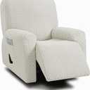ULTICOR 4-Piece, 1 Seat Recliner Cover, Jacquared Stretch Reclining Chair Covers for 1 Cushion Reclining Sofa, Single Seat Recliner Couch Cover, Soft, Machine Washable (Style 2) (Ivory)