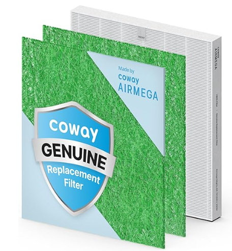 COWAY AP1512HH & 200M Air Purifier Filter Replacement, Allergen Filter Pack, 2 Allergen Deodorization Filters and 1 True HEPA Filter, 1 Pack, Green