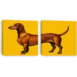 2 Pcs Dog Decor Dog Gifts Wall Decor Canvas Wall Art Framed Art Prints Artwork Posters for Home Living Room Bathroom Girls Room Farmhouse Bedroom Wall Decorations Paintings Pictures 7.8X7.8 Inch