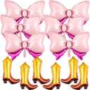 12pcs Boots or Bows Gender Reveal Decorations Cowgirl Boots Balloons Pink Bows Balloons Western Themed Party Decorations for Baby Shower Birthday Rodeo Bachelorette Party Supplies