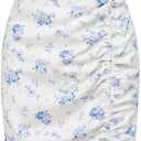 SHENHE Girl's Floral Split Thigh Ruched Spaghetti Strap Summer Cute Long Cami Dress, Size: 9 Years