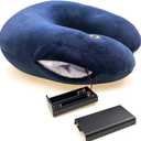 Hooshing Vibrating Neck Pillow Massage Therapy for Traveling Home Rest Portable Neck Pillows for Pain Relief Best Gift for Parents, Deep Blue