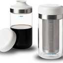 Cold Brew Coffee Maker Set (Brewer & Carafe), Up to 12 Servings of Concentrate, Reusable Stainless Steel Dual Filter, Durable Borosilicate Glass & Spill-Proof Pouring Spout, 16.9 fl oz / 500ml