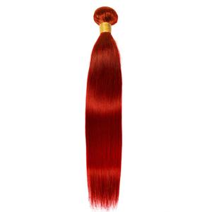 Red 15A Straight Bundles Human Hair 100% human hair bundles Single Bundle straight Human Hair Ombre Straight Bundles 100% Unprocessed Brazilian Remy Virgin Hair Red 12 inch