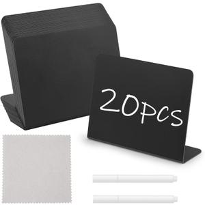 20 Pcs 4"x3" Mini Chalkboard Signs for Food, Reusable PVC Food Labels, Reserved Table Signs for Party Buffet, Birthdays, Bakery, Weddings Table Numbers, Buffet Display, Place Cards, Name Tag