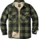 Men's Sherpa Lined Cotton Flannel Shirt Jacket Plaid Button Up Jacket Coat for Men with Pocket (Medium, Army Green)