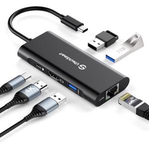 UtechSmart USB C Hub, Ethernet Multiport Adapter 6 in 1 USB C to HDMI Dock Compatible for MacBook Pro/Air, Chromebook, Dell XPS, HP and Type C Devices (Gigabit Ethernet 100W PD 4K HDMI USB 3.0) Black