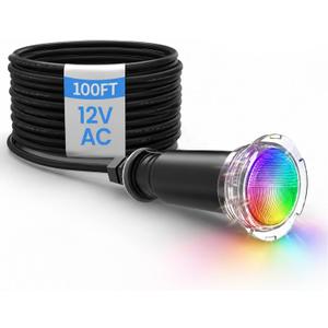 1.5 Inch RGBW LED Pool Lights for Inground Pool with 100ft Cord Color Changing 12V AC Direct Replacement for Pentair GloBrite MicroBrite Pool Light IP68 Waterproof Underwater Led Spa Light