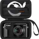 Canboc Camera Case for Canon PowerShot G7 X Mark III/ G7X Mark II Digital 4K Vlogging Camera, Point and Shoot 4K Video Camera Bag, Zipper Mesh Pocket fits USB Cable, Batteries, Black