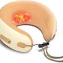 Neck Massager Pillow with Heating,Portable Heated Kneading Massage Cushion Pillow,Cordless Shiatsu Neck Massager,for Neck Pain Relief,for Home,Airplane,Car,Office,Travel
