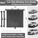 Sfee Car Window Shades for Baby-2 Pack Retractable Side Window Car Sun Shade Blocks UV Rays & Heat for Sun Protection Roller Sunshade Visor Window Shade for Kids,Passengers,Pets (20''x22'')
