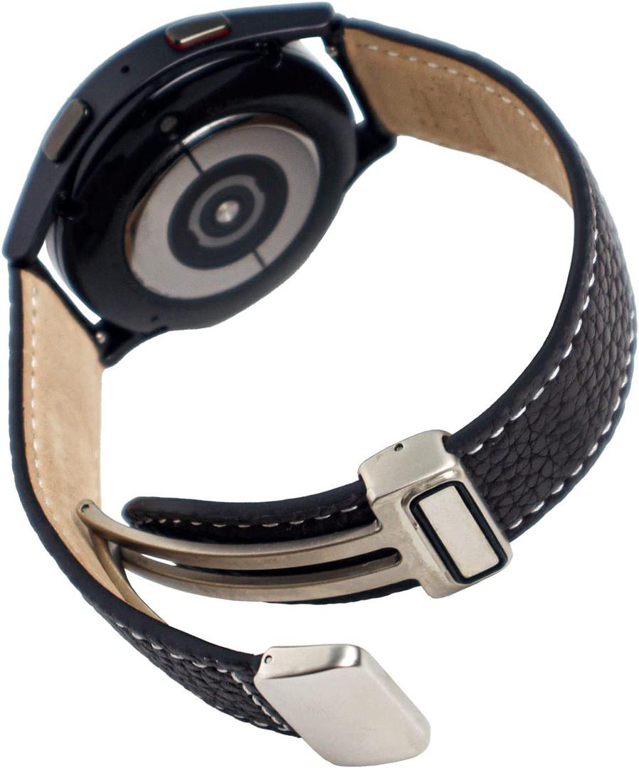 Leather Band Compatible with Samsung Galaxy Watch 6/5/4 44/40mm, 6 Classic 47/43mm, 5 Pro 45mm, 4 Classic 46/42mm, 20mm Watch Band with Magnetic Buckle for Women Men