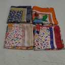AWAYTR 27.5 Silk Satin Square Head Scarf - 4PCS Satin Head Scarves for Women Hair Kerchief Bandanas Sleeping Head Wraps (Flower(red/Orange/Navy/Khaki))