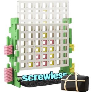 SDADI 'Click' Giant 4-in-a-Row Game Set with Block-Style Assembly, Adjustable Height 4-to-Score Connect Game, Portable Family Yard Game for Indoor & Outdoor Play
