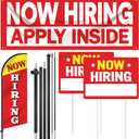 4 Pcs Feather Flag Set Include 2 Now Hiring Sign with Stake, 7 ft Now Hiring Feather Advertising Flag, Banner with Rope for Business Promotion