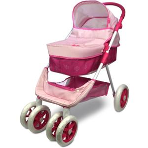 ANIVIA Dolls Pram, Doll Pushchair, 2 in 1 Stroller Dolls Pushchair & Pram Toys Gift for Kids, Suitable Dolls Up to 18 inch - Pink, 30.12x16.14x25.59 in