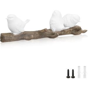 Coat Rack Wall Mount with 4 Hooks, 3 Brids Creative Wall Hooks Decorative, Vintage Resin Wall Hook Rack for Coat, Key, Towel, Hat, Bag (4 Hooks37.3CM) Coat Rack Wall Mount with 4 Hooks, 3 Brids Creative Wall Hooks Decorative, Vintage Resin Wall Hook Rack for Coat, Key, Towel, Hat, Bag (4 Hooks37.3CM)