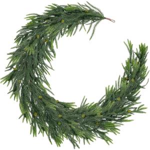 2Pcs 6FT Christmas Garland, 2 Strands Artificial Pine Xmas Vine, Soft Greenery Garland for Table Mantle Wall Fireplace Holiday Winter Indoor Outdoor Decor