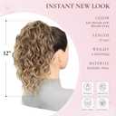 12 Inch Curly Ponytail Extension, Clip on Ponytails for Women, Natural Pony Tails Hair Extensions, Synthetic Hair Extensions Ponytail, Clip in Ponytail (Color: Ash Blonde with Blonde Ends)