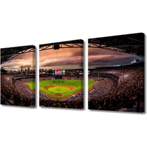TUMOVO America Sports Wall Decor Atlanta Stadium 3 Pieces Canvas Wall Art Pictures for Home Decoration Braves stadium Prints and Poster Home Decor Artwork Framed Ready to Hang, 42" Wx20 H