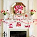 Sophena 2 Pcs Valentines Day Decoration Heart Wood Door Wall Signs with Ropes DIY, Wood Wreath Front Door Sign Hanging Crafts for Farmhouse Party Supply