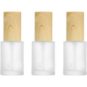 3PCS 30ml 1oz Matte Glass Lotion Pump Bottles Cream Lotion Dispensers Container Jar Toiletries Travel Bottle with Plastic Lid for Shampoo Cream Liquid Essential Oils