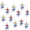 Mini Glass Angel Christmas Ornaments for Tree, 1.6" Small Crystal Guardian Angel Ornament Bulk for Christmas Tree, 2025 Hand Blown Spun Glass Home Decor Xmas Gift (Flower), Set of 12
