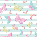 YULEEE Butterfly Duvet Cover Set Twin Size - Pink Bedding for Kids, Blue Stripes Quilt Cover with Zipper Closure, 3 Piece Reversible Comforter Cover Set(1 Duvet Cover + 2 Pillowcases)