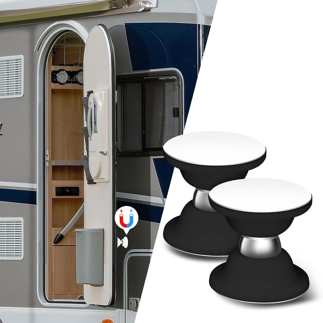 ESUDNT RV Magnetic Door Catch RV Door Holder Catches for RV Baggage Door, Camper, Trailer (Black, 2 Pack)