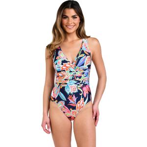 La Blanca Women's Multi Strap Cross Back One Piece Swimsuit, Multi/ / Tropidelic Paisley, 16