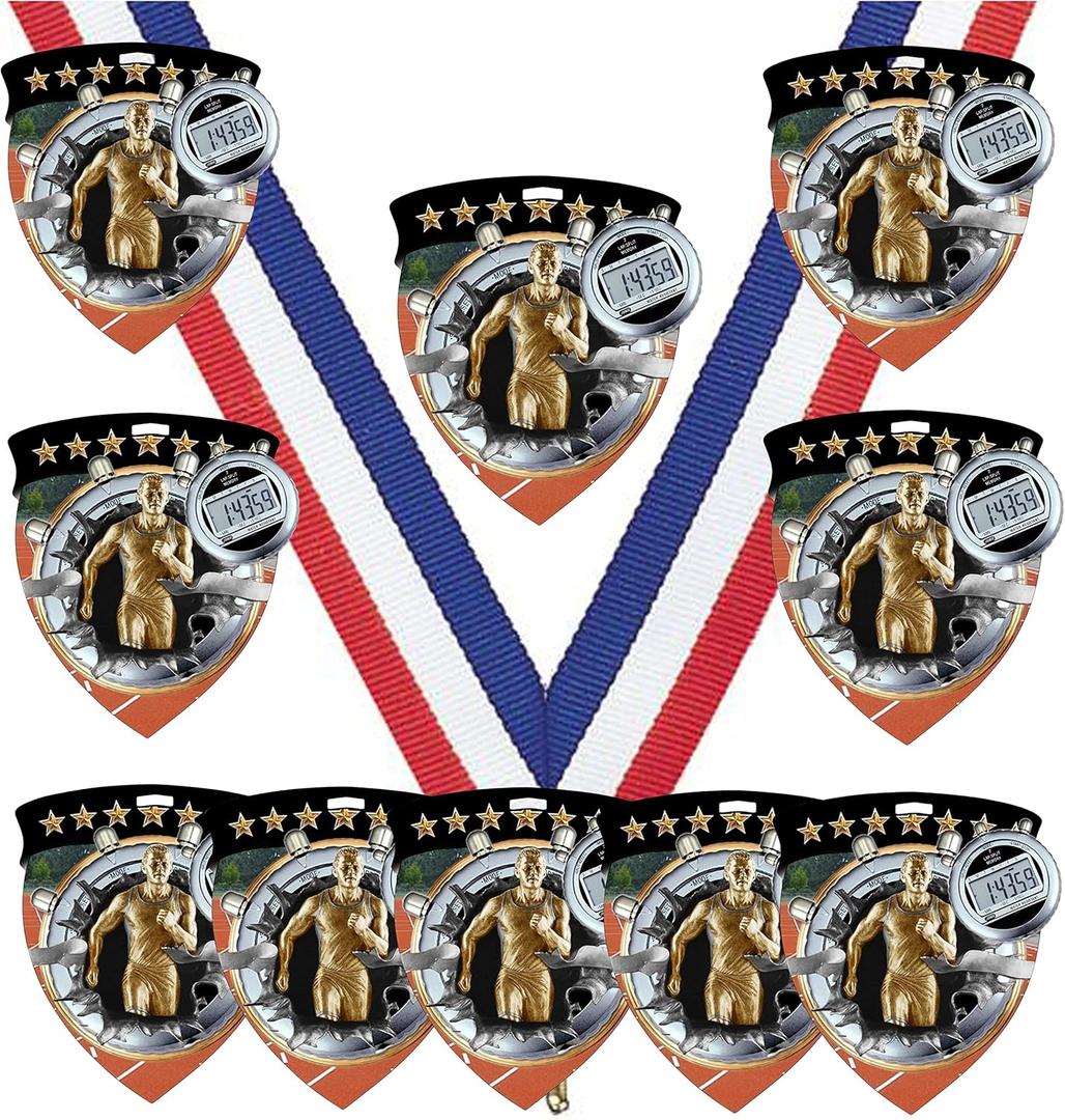 Express Medals Various 10 Pack Styles of Track Award Medals with Neck Ribbons Trophy Award Prize Gift (Design 30)