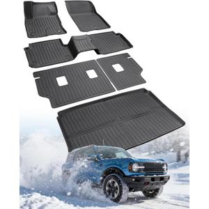 DiffCar Floor Mats for Ford Bronco Sport 2021-2025 (Only for Sport) Car Mats Full Set Cargo Liner (w/Full Size Spare Tire) 4-Door All Weather NonSlip Auto Heavy Duty Accessories for Ford Bronco Sport