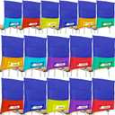 Maitys 16 Pieces Chair Pockets Classroom Student Chair Organizer 8 Colors Seat Storage with Name Tag Slot for School, Classroom, Home, Group Team Organizers for Kids, 16 x 19 Inch (Blue Background)