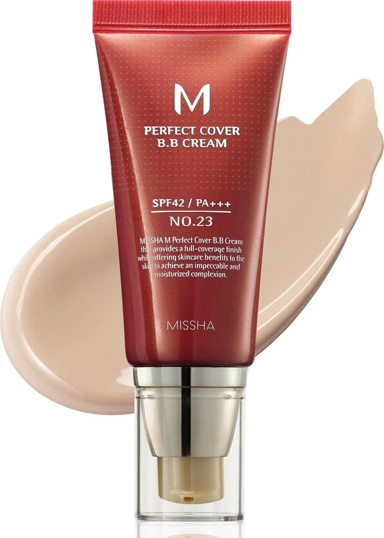 MISSHA M Perfect Cover BB Cream No.23 Natural Beige -Light/Medium with Cool/Neutral Undertone SPF 42 PA +++ 1.69 Fl Oz - Tinted Moisturizer for face with SPF, EXP 2027/10/02 