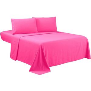 Sfoothome Queen Sheets Set - Hotel Luxury 4-Piece Bed Set, Extra Deep Pocket, 1800 Series Bedding Set, Wrinkle & Fade Resistant, Sheet & Pillow Case Set (Queen, Hot Pink)
