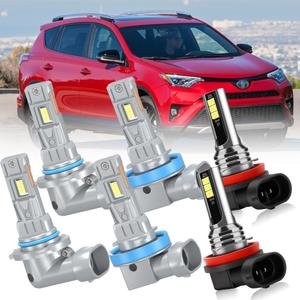 LED Headlight and Fog Light Bulb Kit for Toyota RAV4 2013-2015, 9005 High Beam H11 Low Beam and H11 Fpg Lights 6500K White, 600% Brighter, Plug and Play, 6-Pack
