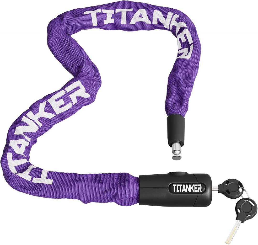 Titanker Bike Chain Lock with Keys, 3.3 Feet Security Heavy Duty Anti-Theft Bicycle Chain Locks for Bike, Motorcycle, Bicycle, Door, Gate, Fence, Grill (6mm, 8mm, 10mm Thick Chain)