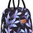 BALORAY Lunch Bag for Women Men Insulated Lunch Box for Adult Reusable Lunch Tote Bag for Work, Picnic or Travel (Blue Leaves)