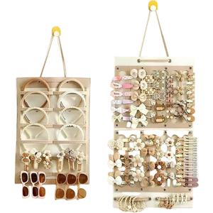 2 Pack Hair Bows Holder Organizer for Girls Women Wall Hanging Large Capacity Hair Cord Headband Storage Hair Accessories Organizer (2Pack Coffee)